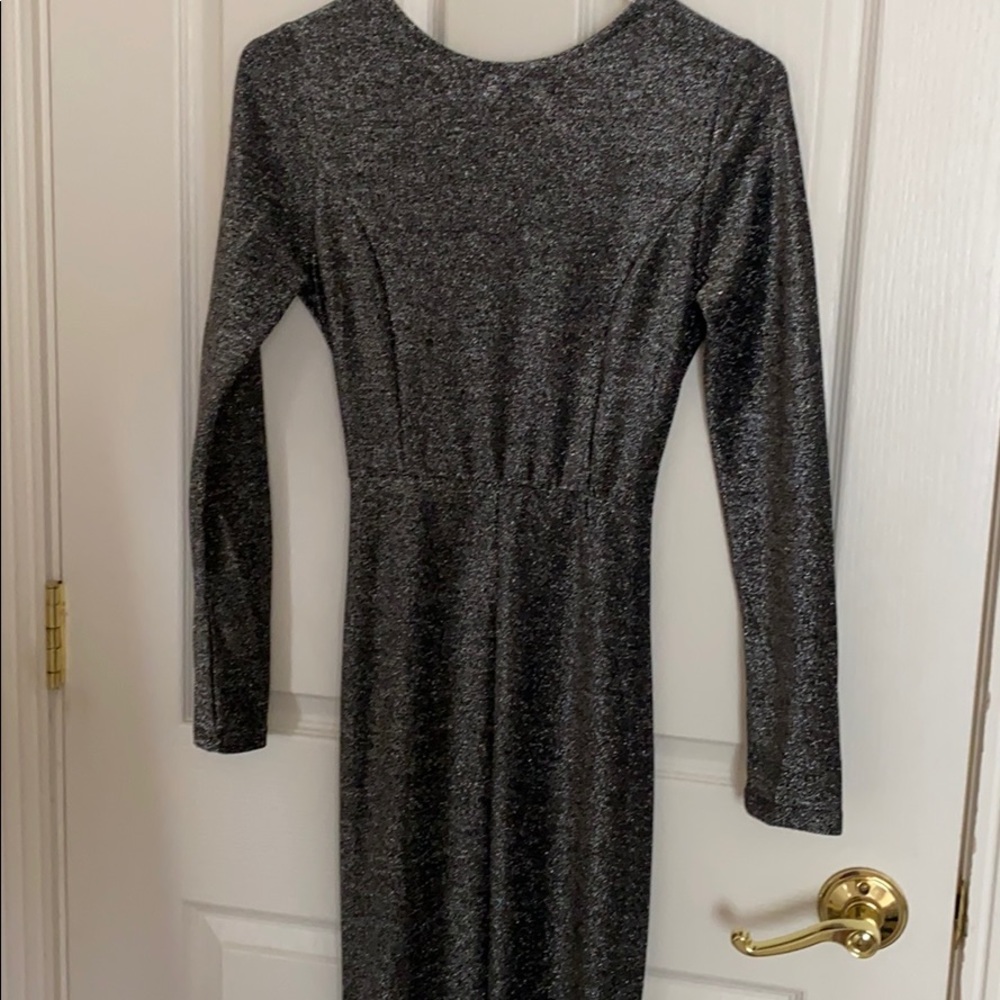 Long silver prom dress